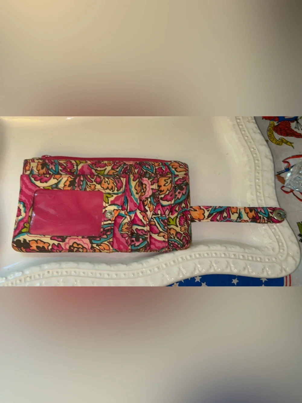 Vera Bradley Credit Card Change Purse in Sunburst Pink Paisley Pattern - Picture 5 of 7